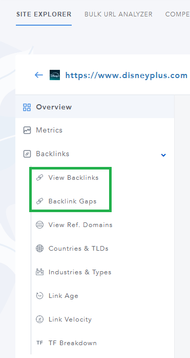 Backlinks Explorer in Site Explorer
